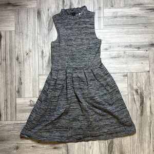 Ganni By Anthropologie Women's Gray Space Dye Ruffle Mock Neck Pleated Dress XS